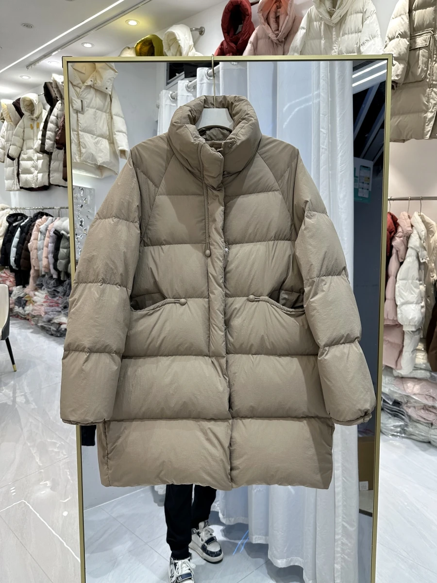 2025年ヨーロッパ冬新作レディースダウンジャケット防風通勤スタンドカラーダウンジャケット