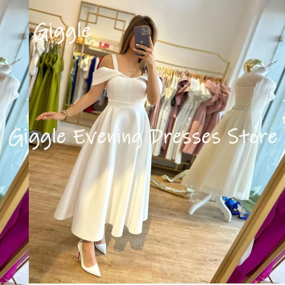 Giggle Satin A-line Sweetheart Ruffle Popular Formal Prom Gown Ankle-length Evening Elegant Party Dresses for Women 2023