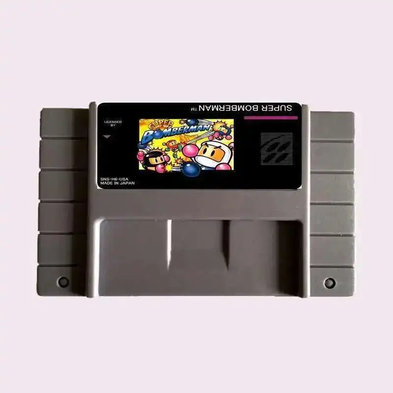 Tarjeta de juego gris grande Super Bomberman NTSC de 16 bits de alta calidad para reproductor de juegos versión de EE. UU.