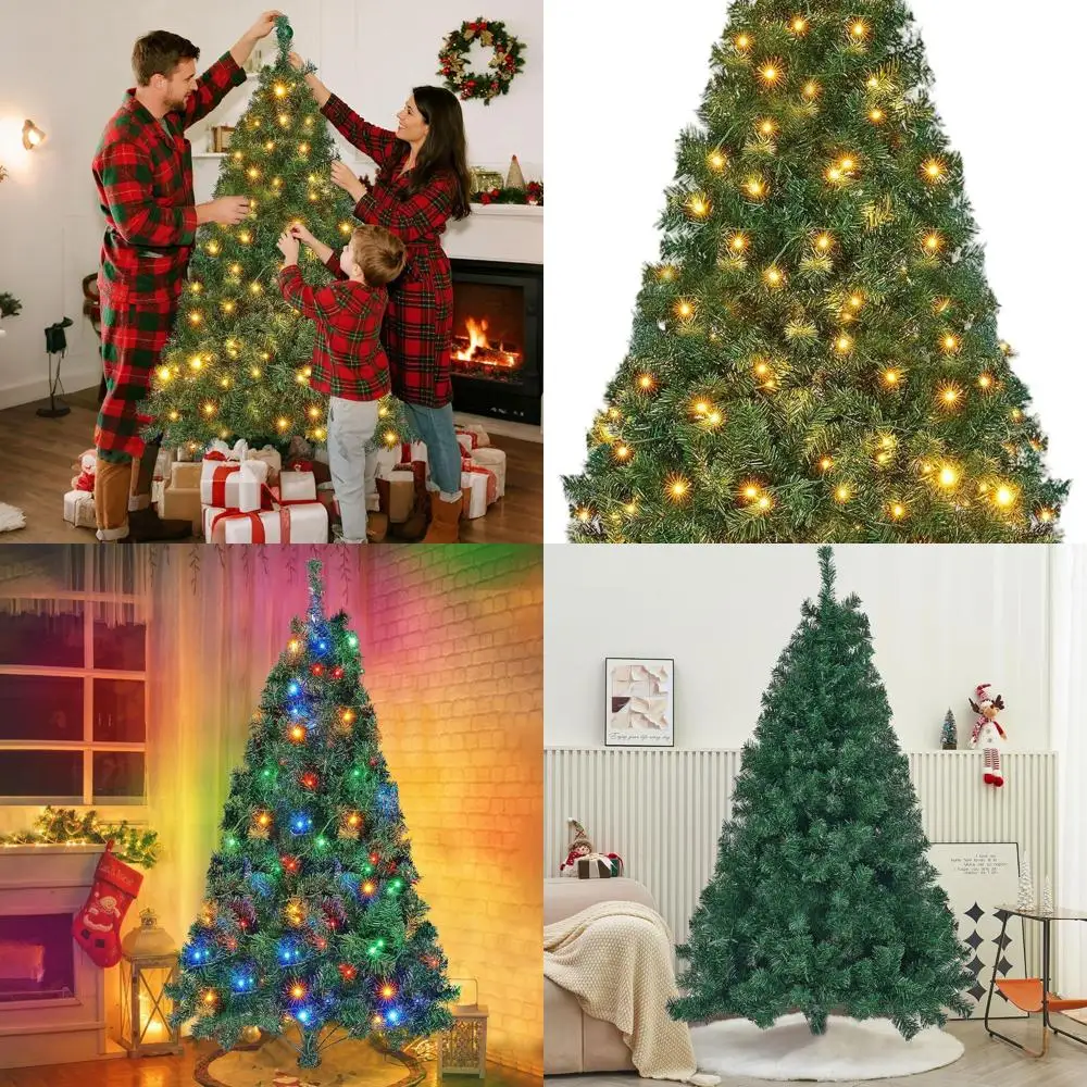 

6-Foot Artificial Christmas Tree with Remote-Controlled 300 LED Lights, Warm White and Multicolor Options, 11 Lighting Modes, Ti