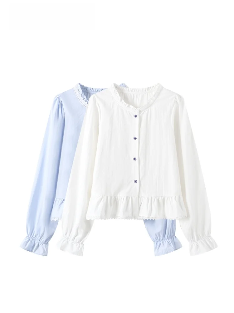 

CaraCLUB plus Size Lace Trim Long Sve round Ne irt Women's Early Spring Faionable Top Breathable Polyester Fiber