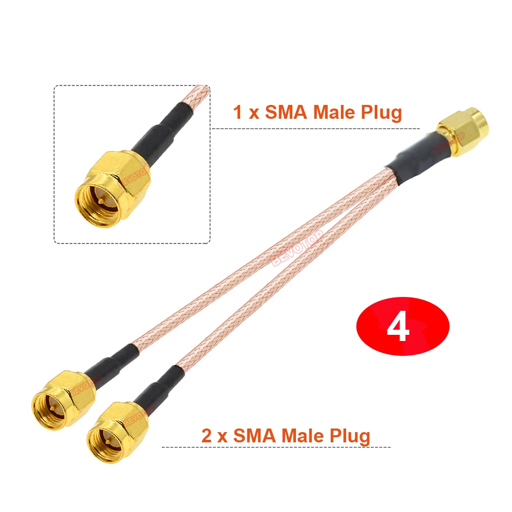 1PCS SMA to Dual SMA Y Type Splitter Combiner Antenna Extension Jumper RF Coax Pigtail Cable for 3G 4G Modem Router SMA Splitter