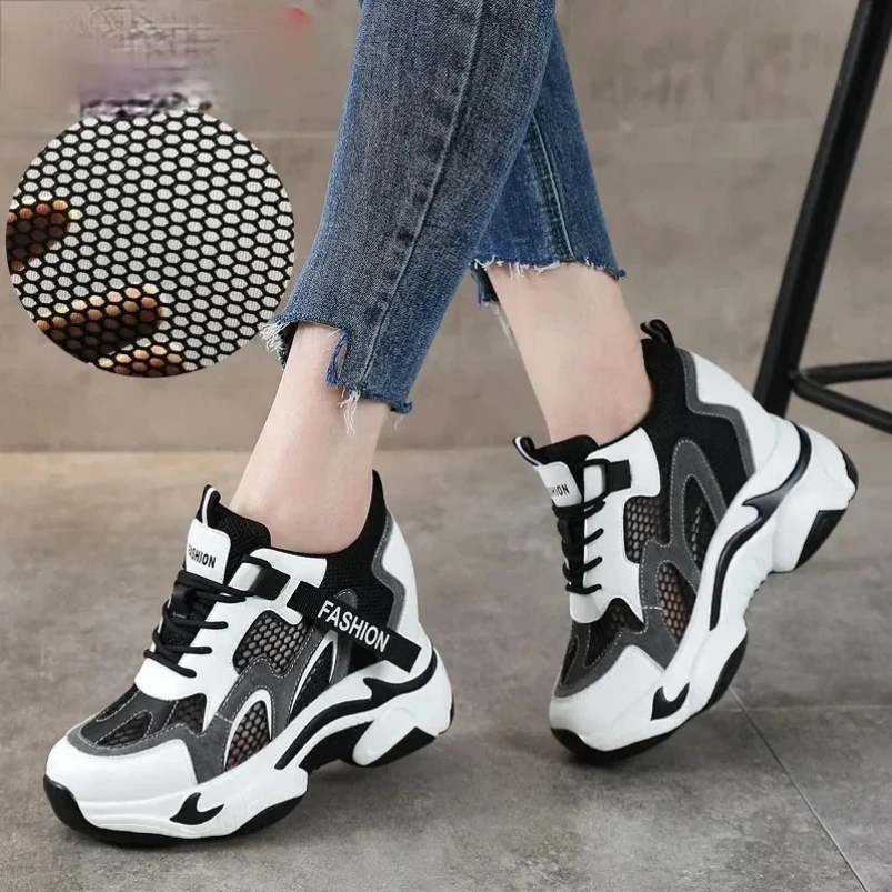 

2025 9 см туфли на танкетке из коровьей кожи, туфли-лодочки, женские ботильоны, весенние массивные кроссовки, черные зимние плюшевые ботинки