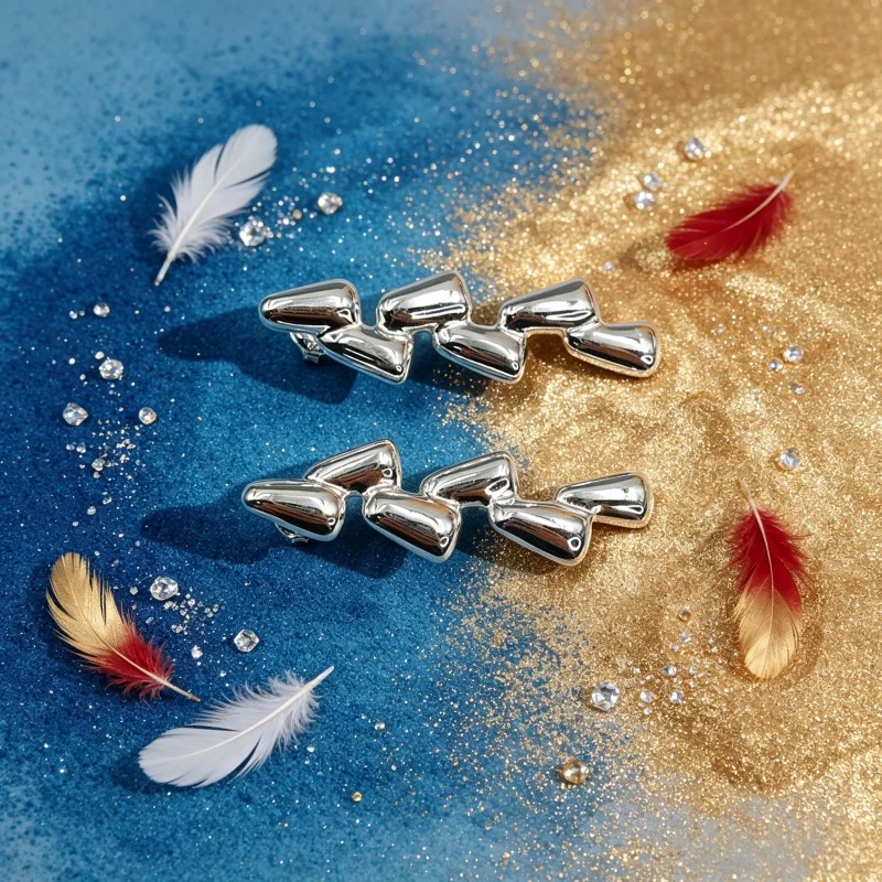 Trendy Silver Irregular Wave Bar Statement Earrings For Women