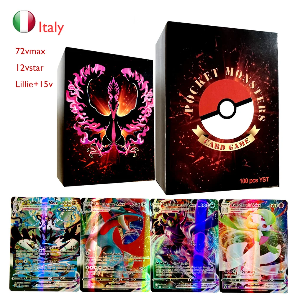 Pokemon Kaarten Italiaanse Letters Trainer Pikachu Charizard Anime Figures Battle Flash Card Vstar Vmax Gx Energie Kaarten Kids Speelgoed