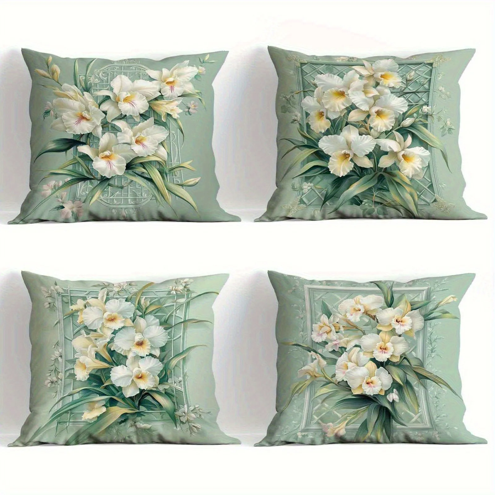 

Элегантная наволочка с цветочным рисунком шалфея - подушка с рисунком белой орхидеи для классического домашнего декора