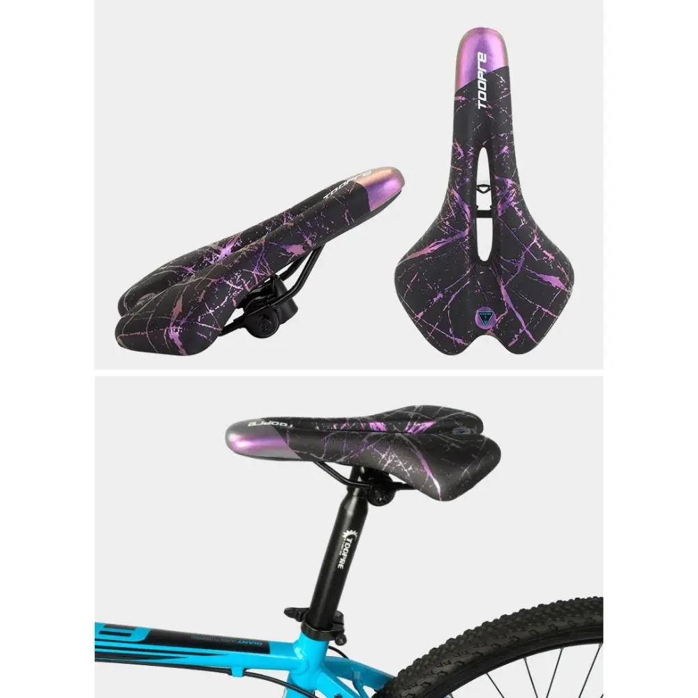 Soft PU Leather Bicycle Saddle Comfortable Shockproof MTB Seat Graffiti Gel Filled Cycling Cushion view 2