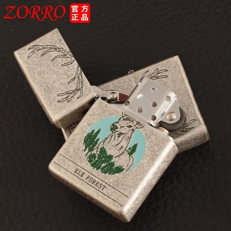New Zorro Kerosine Lighter, Antique Silver Single-sided Old-fashioned Grinding Wheel Ignition, Personalized Classic Gift for Men
