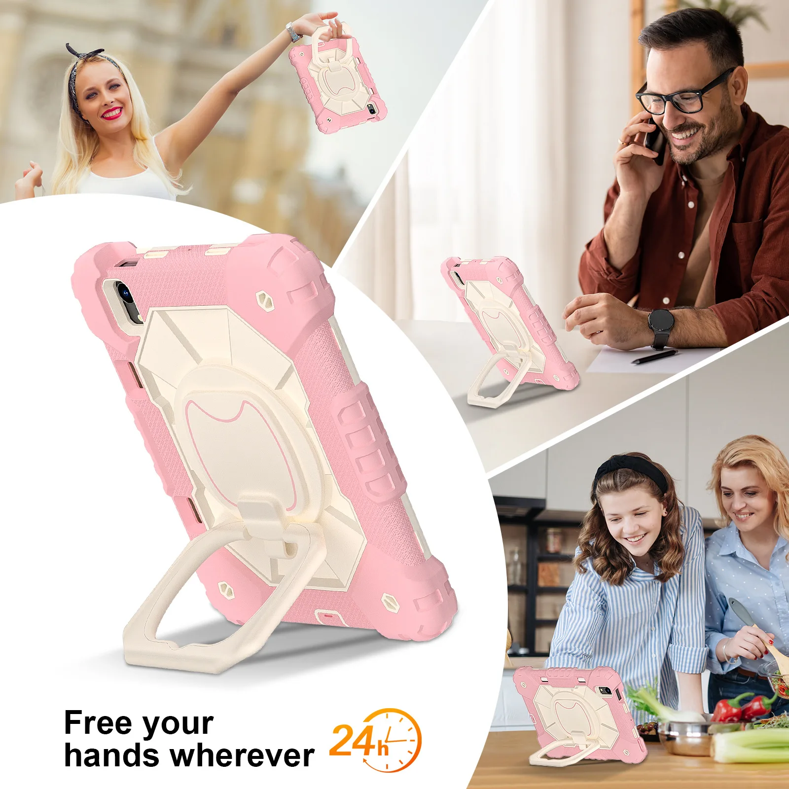 

Сверхмощный противоударный силиконовый чехол для ПК с подставкой, вращающаяся на 360° подставка, плечевые ремни, чехол для iPad mini 7, 6, 8,3 дюйма