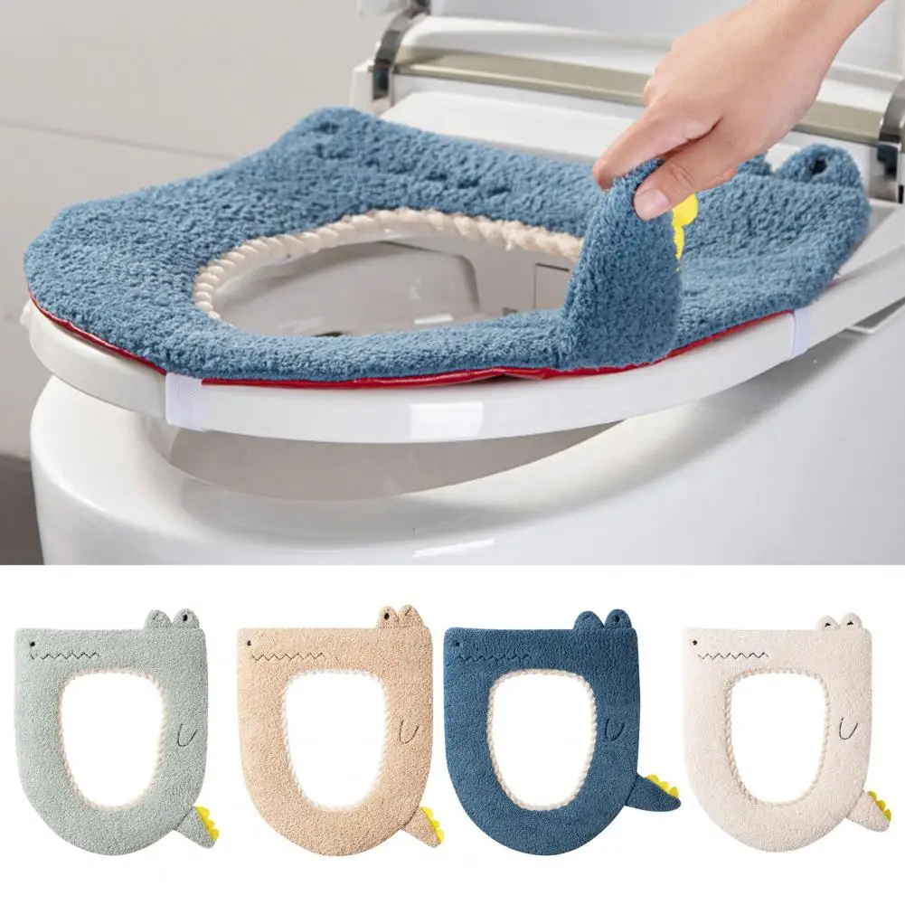 Toilet Seat Pad Cartoon Shape Super Soft Keep Warm Polyester Thickened Non-Slip Lovely Style Toilet Seat Mat for Bathroom Baño