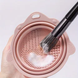 Tampone per la pulizia dei pennelli per trucco in Silicone-tampone per la pulizia della spugna di bellezza, ciotola per la pulizia dei pennelli pieghevole, pulizia degli strumenti per il trucco portatile