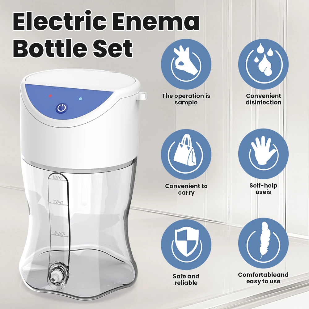 Electric Enema Machine Colon Cleansing System 1000ml Large Capacity 2 Modes Anal Bidet for Deep Cleaning Constipation Relief