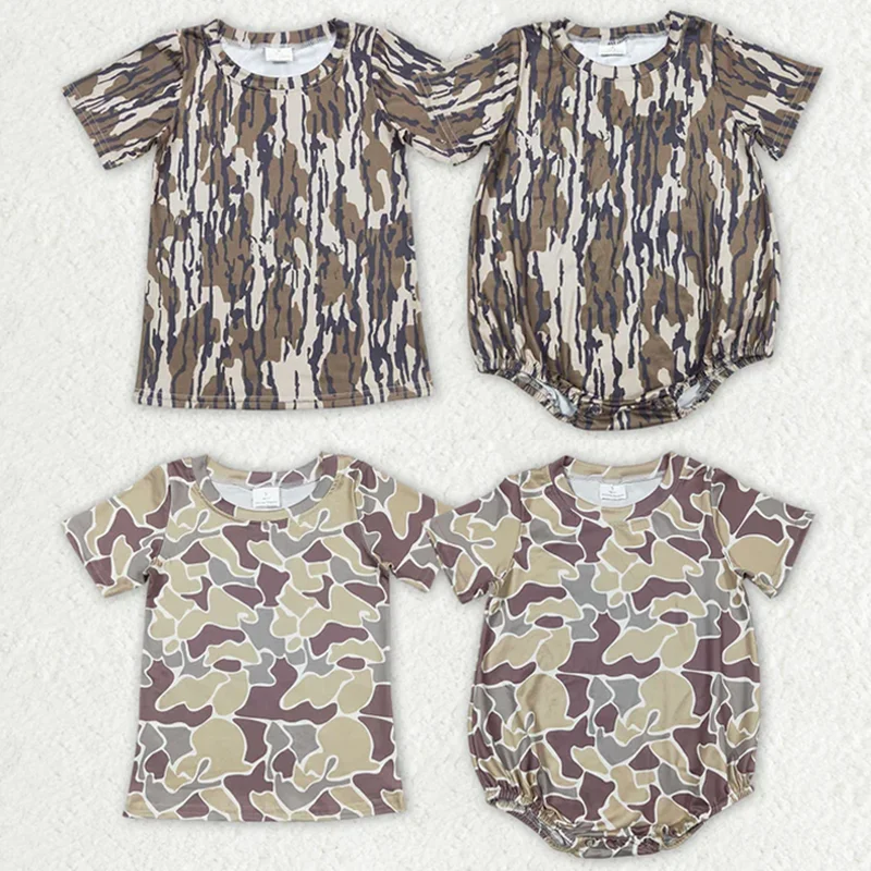 Boutique Baby Boys Clothes Camo Short Sleeve Tee Shirts Tops Rompers Brother Styles Fashion Infant Baby Rompers Boys T-shirts