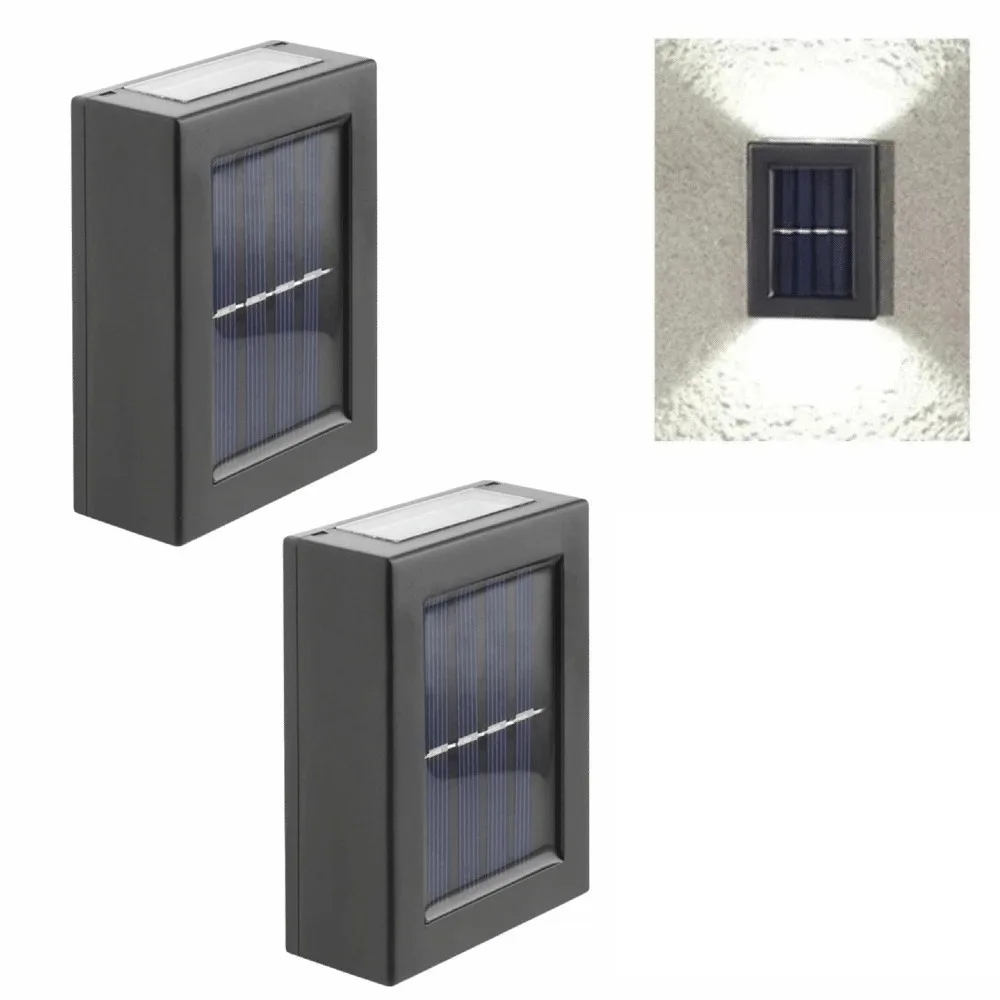 

2Pcs Waterproof Solar Wall Light Solar Powered Decorative Light Solar Garden Light Up Down Lighting Solar Spot Light