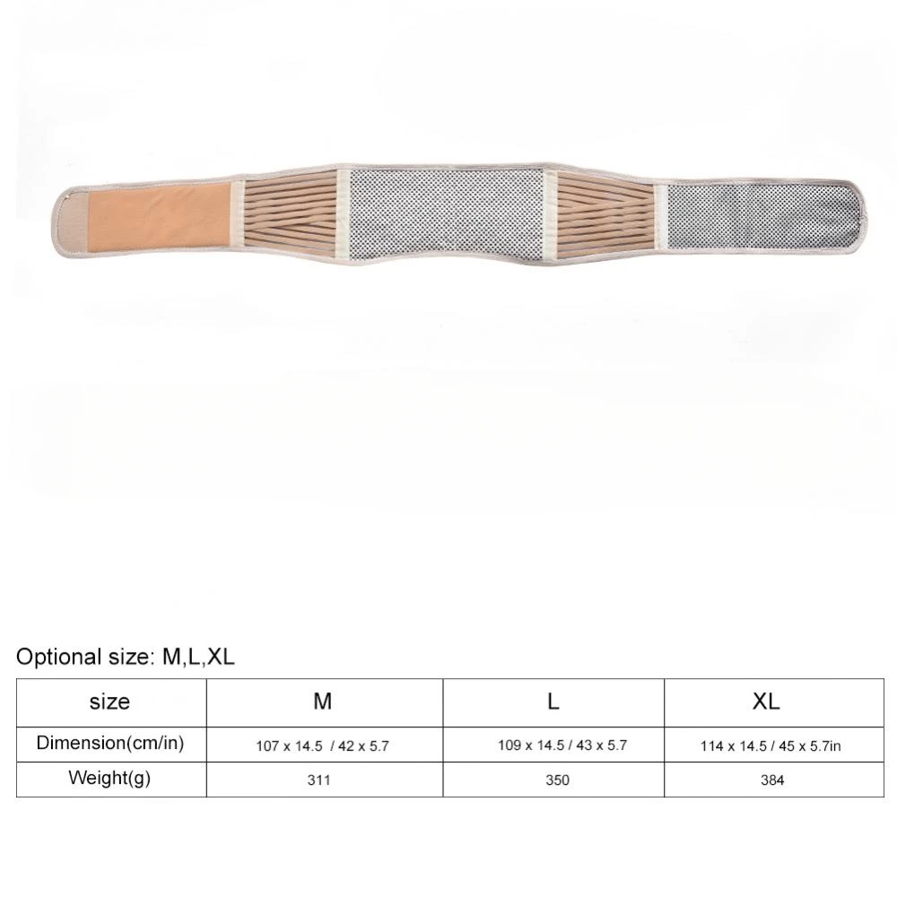 Corretor de postura unissex, cinto de terapia magnética com autoaquecimento, cinta traseira, suporte de cintura de madeira, respirável, alívio da dor