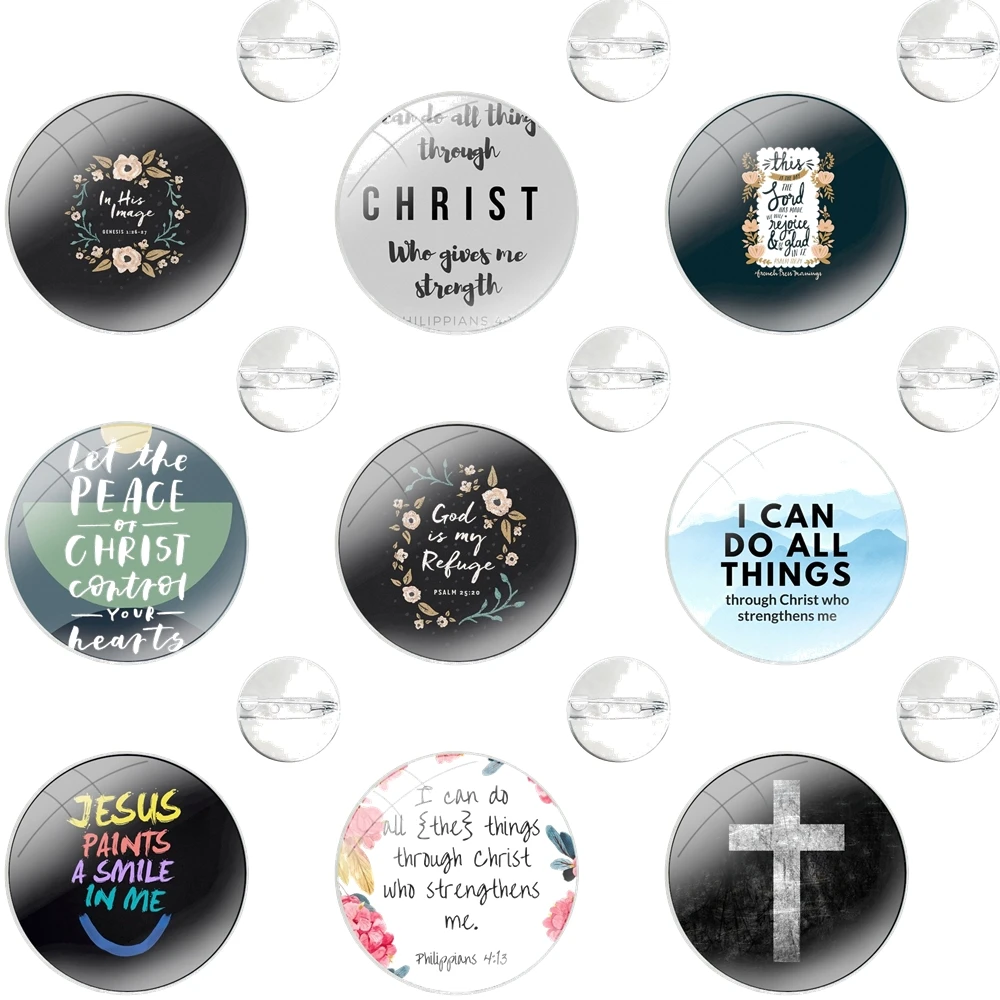 Bible verse Philippians Jesus Christian Flower Badge Brooch Pin Accessories For Clothes Backpack Decoration gift