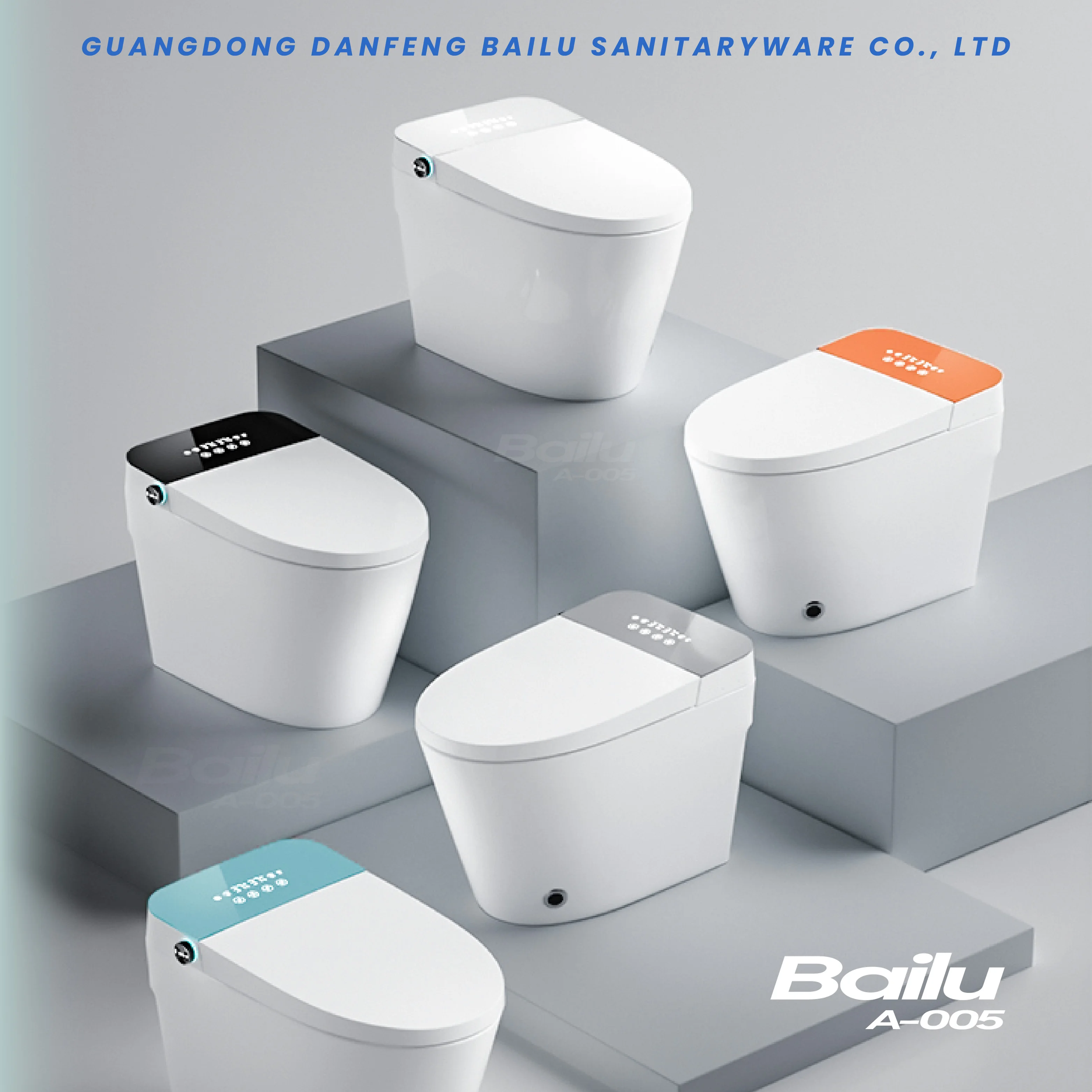 BAILU A-005P elongated wc smart toilet auto cleaner seat intelligent bidet wc with tank remote control new design cover