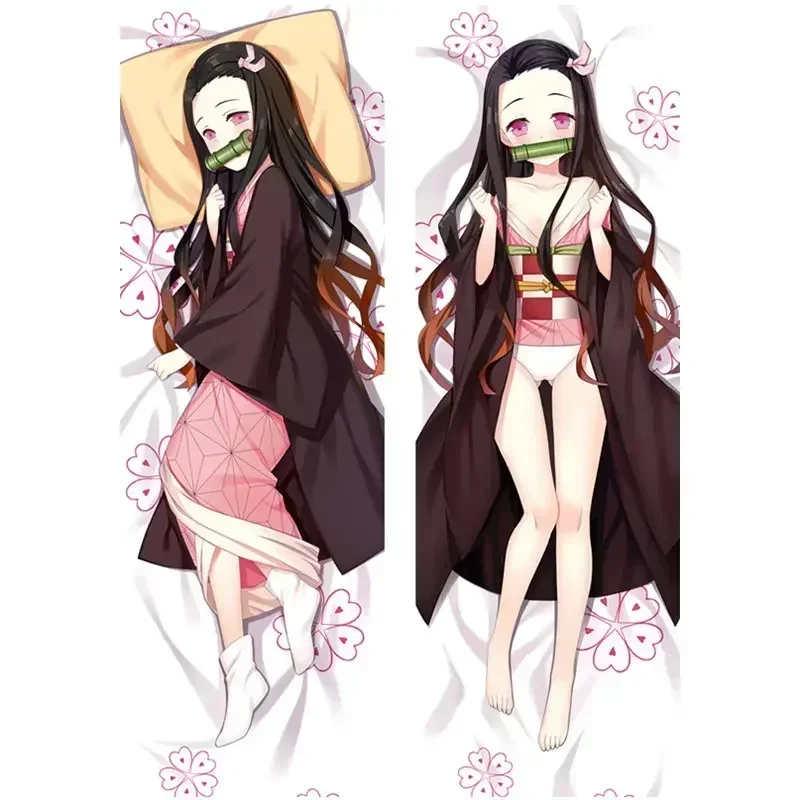 60x180cm Anime Demon Slayer Kamado Nezuko Kanroji Mitsuri Dakimakura Case Two-sided 3D Print Bedding Hugging Body Pillow Cover