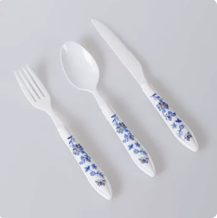 Knife, Fork and Spoon Set Zirconia Ceramic Knife, Fork and Spoon Three-piece Blue and White Porcelain Zirconia Set