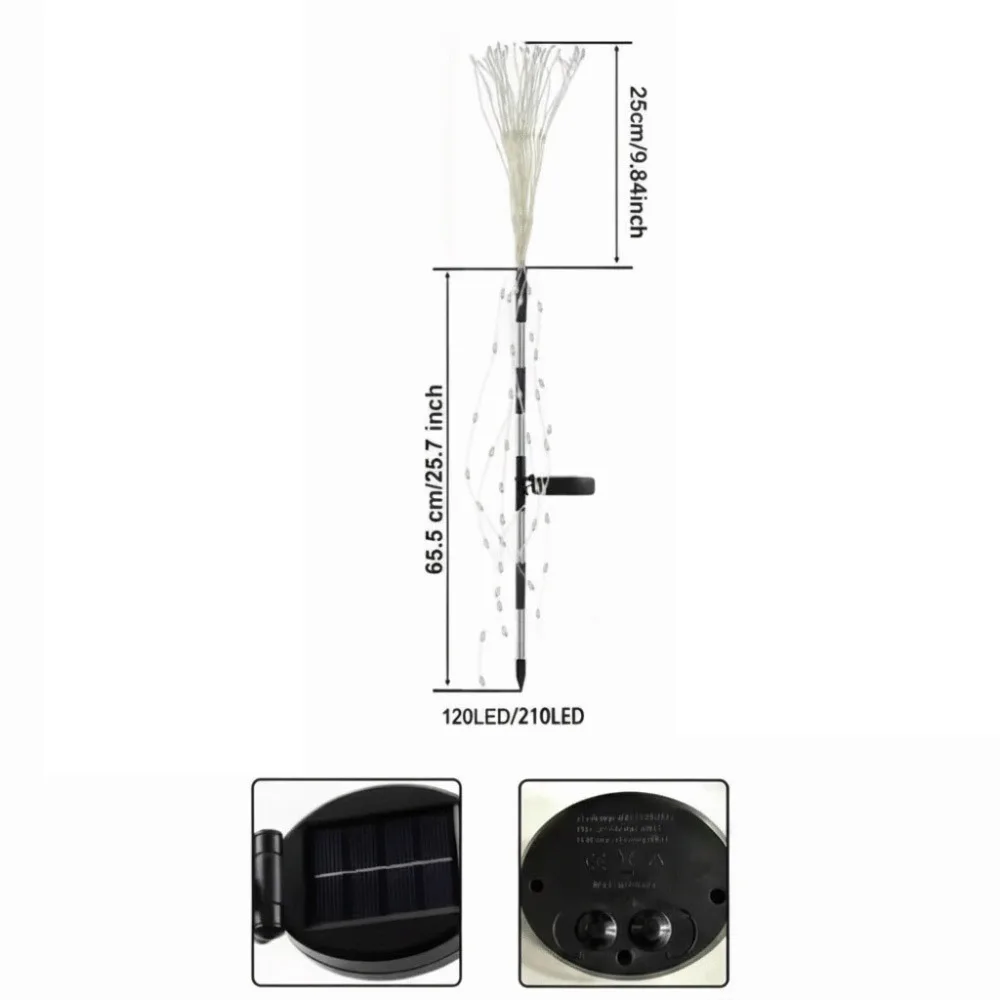 Waterproof Solar LED String Lights Copper Wire LED Lights Firework String Lights Stake Lights Solar Powered Outdoor Stake Lights