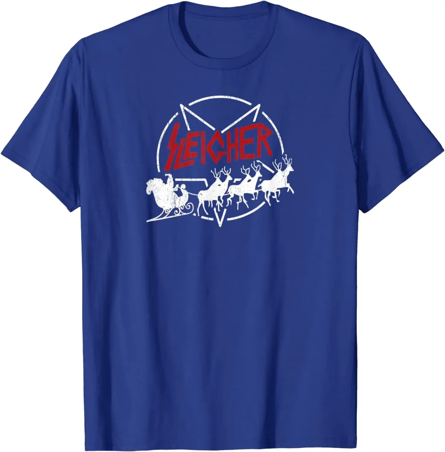 Sleigher Christmas Reindeer Sleigh Xmas Gifts T-Shirt 100% Cotton O-Neck Summer Short Sleeve Casual Mens T-shirt Size S-3XL