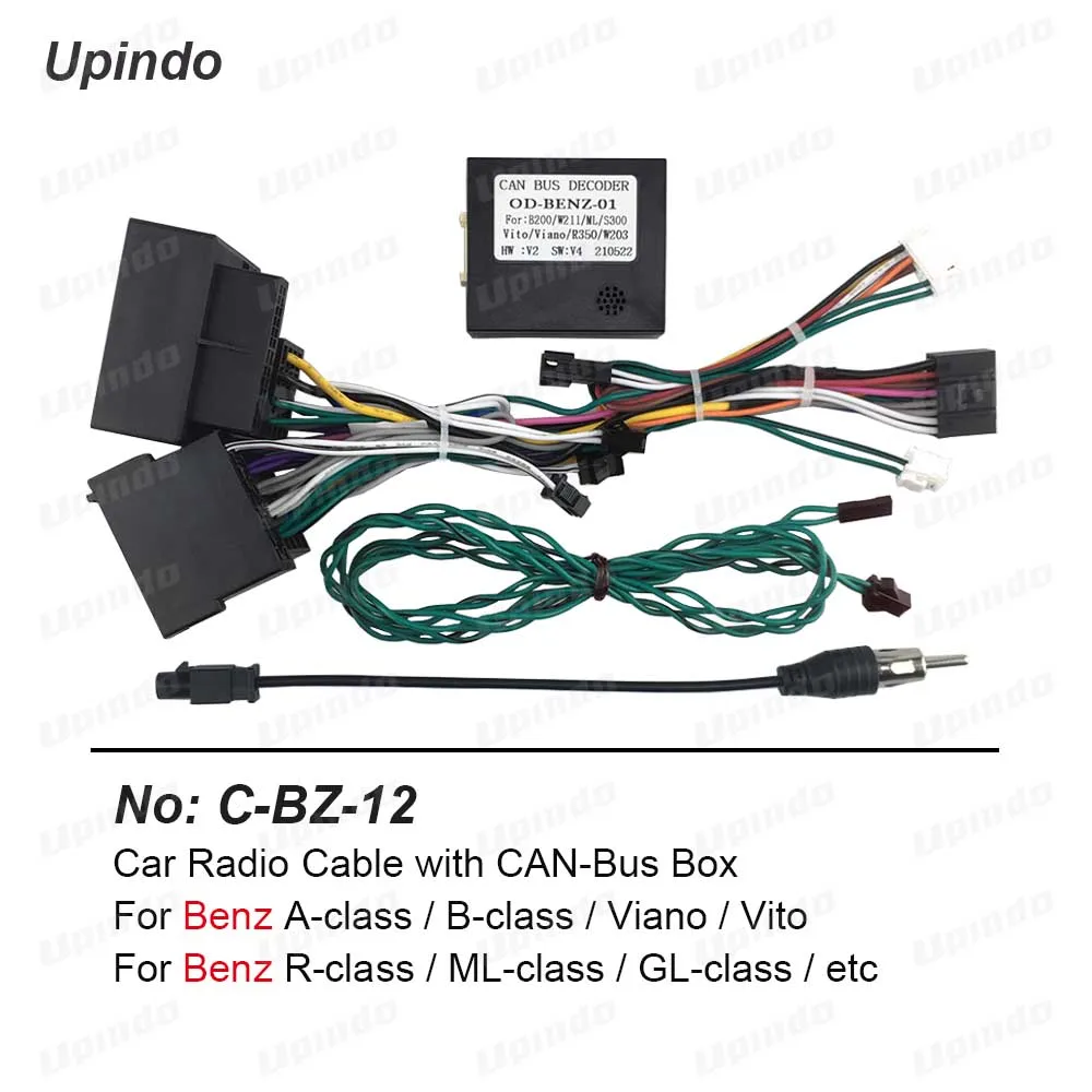 Car Radio Cable with CAN-Bus for Benz B200 W211 ML Vito Viano R350 W203 Power Wiring Harness Android Multimedia Connector Socket