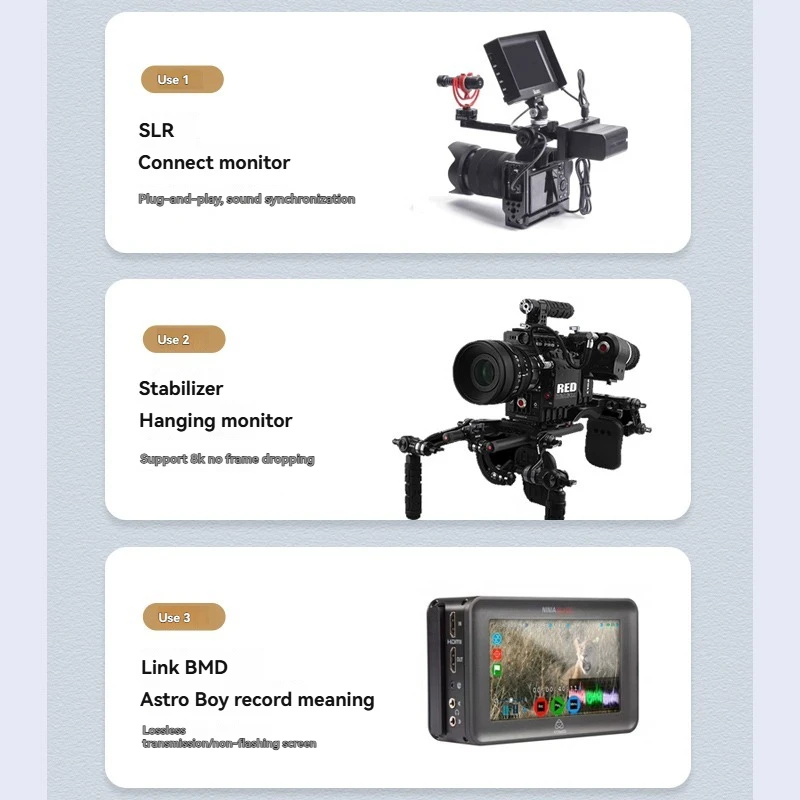 8k ColorExtreme HDMI-kompatybilny przewód sprężynowy z kolankiem, fotograficzny stabilizator do aparatu cyfrowego z wymiennymi obiektywami, monitor astro 4k — zdjęcie produktu 3