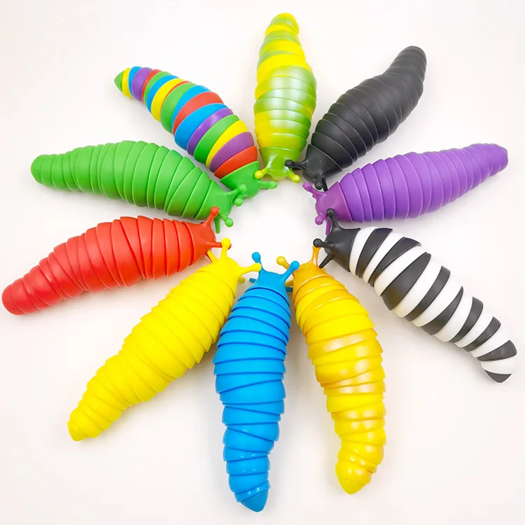 Decompression Toy Funny Shape Compression Rainbow Worm Sensory Toy Fidget Adult Kids Decompression Vent Toy Gift