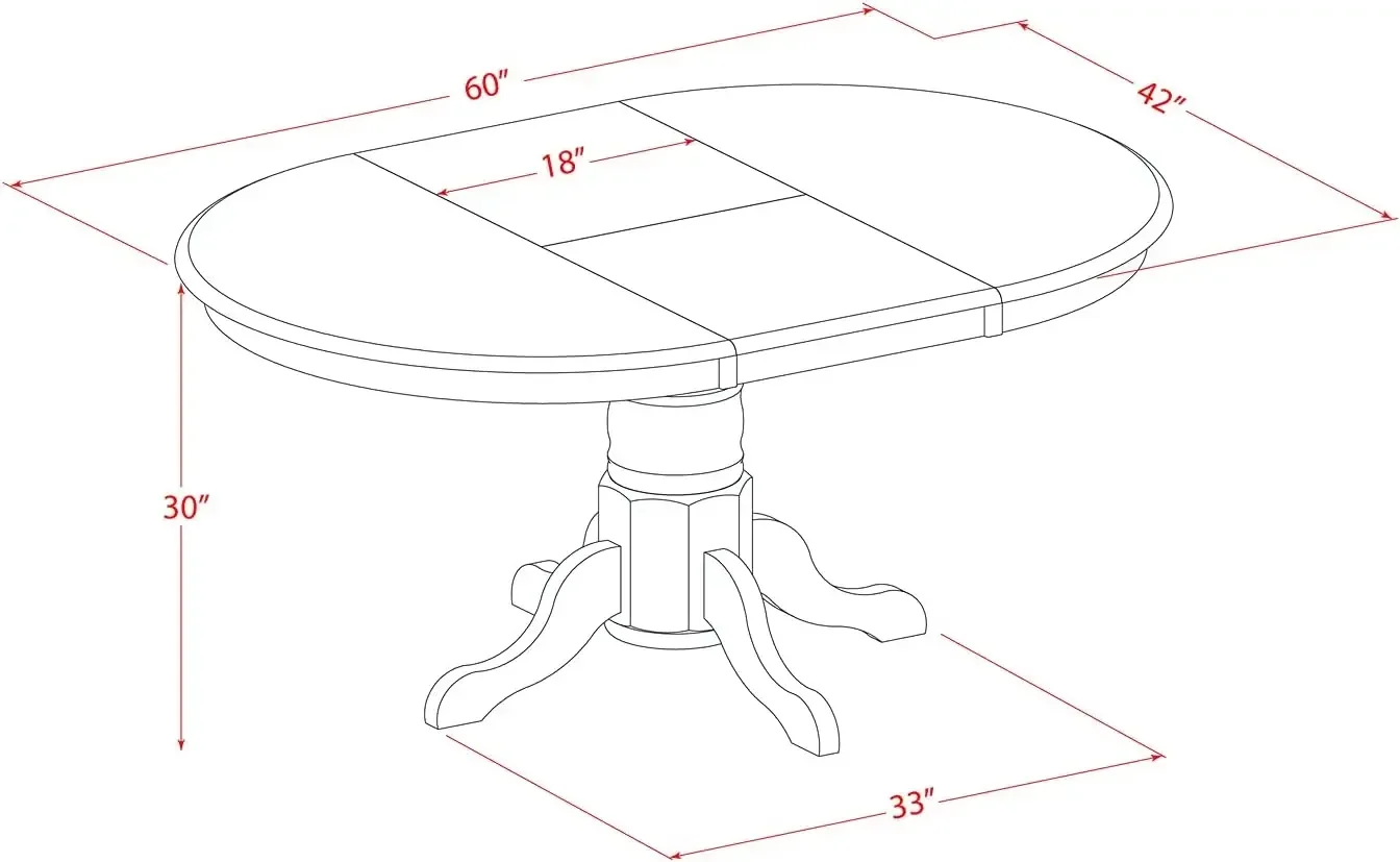 5 Piece Dining Table Set for 4 Includes an Oval Kitchen Table , 42x60 Inch, Black & Cherry