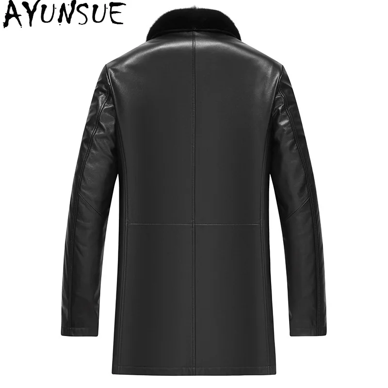 AYUNSUE Genuine Leather Jacket Men Clothing Real Cowhide Jackets for Men Mink Fur Liner Leather Jacket High Quality 진짜 가죽자켓