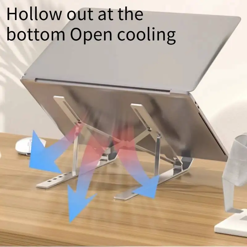 OUIO Adjustable Laptop Stand Aluminum For Macbook Adjustable Portable More Stable Laptop Stand Cooling Stand Foldable Notebook