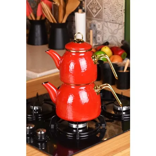 Bambum Sultan - Rölyefli Teapot Set Red