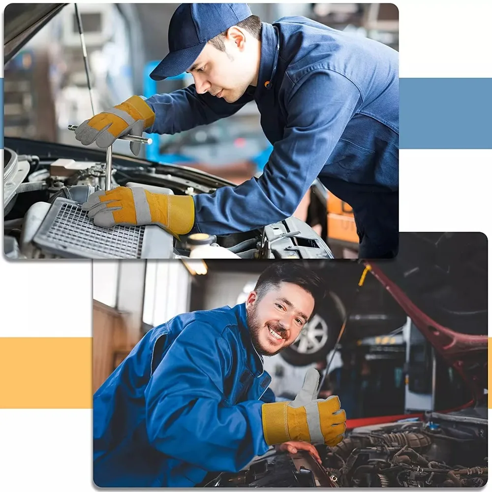 Cowhide Leather Gardening Gloves Heat Resistant Safety Welding Gloves Thorn-proof Welding Palm Reinforced Anti-cutting Glove - view 3