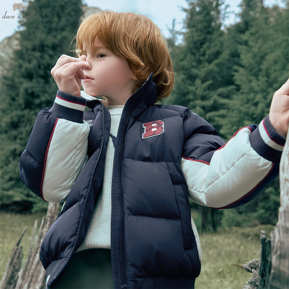 Dave Bella Boys White Down Parka Jacket for Children Winter Warm Baseball Down Coats Waterproof Outwear Clothes DK4253794