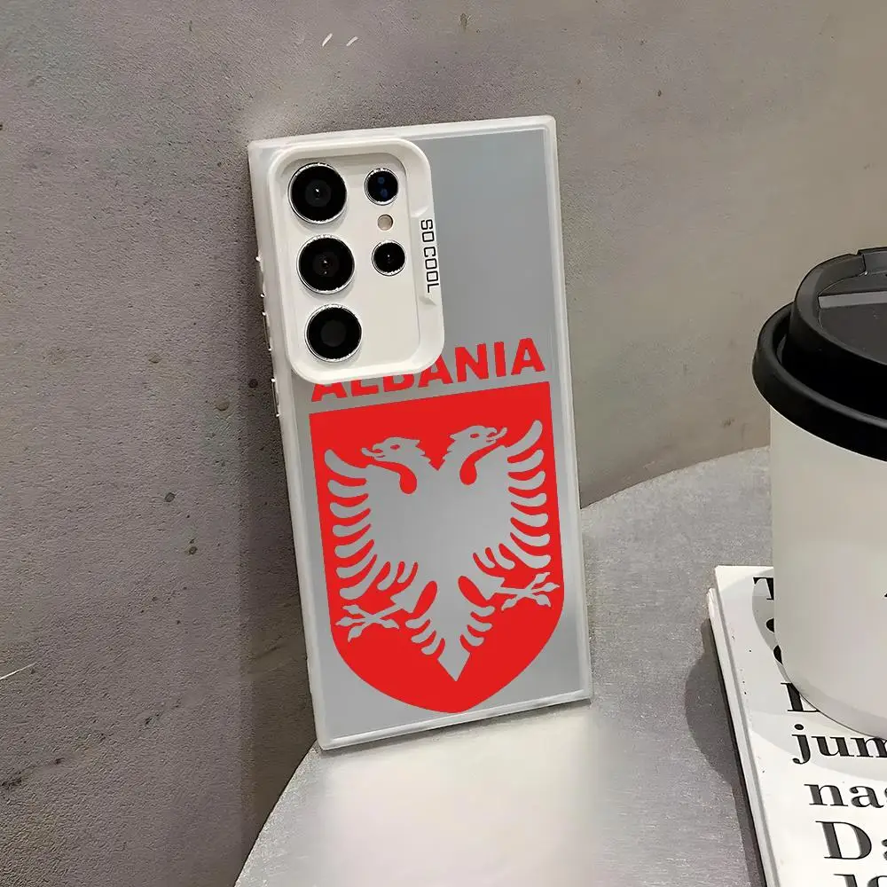ألبانيا العلم قضية الهاتف لسامسونج غالاكسي S25 S24 S23 S22 S21 الترا زائد الليزر الصلب أسود أبيض أرجواني حالات غطاء #5