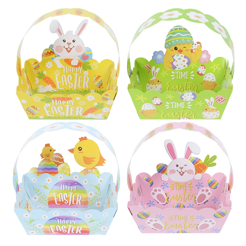 Osterhase-Ei-Papierkorb, Frohe Ostern, Party-Dekoration für Zuhause, 2025, Kinderbevorzugungen, Geschenkbox, Kaninchen-Küken-Aufbewahrung, Süßigkeitenkorb