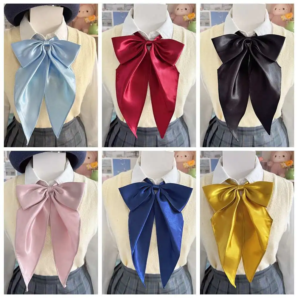 

6 Colors New Fashion Solid Color Red Bowties Oversized Bowknot Women College Girls JK Ties Uniform Sailor Suit Butterfly Knot