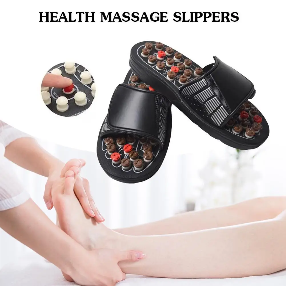 NEW 2PCS Feet Massage Slippers Foot Reflexology Acupuncture Therapy Massager Walk Stone Shoes Acupuncture Cobblestone Massager