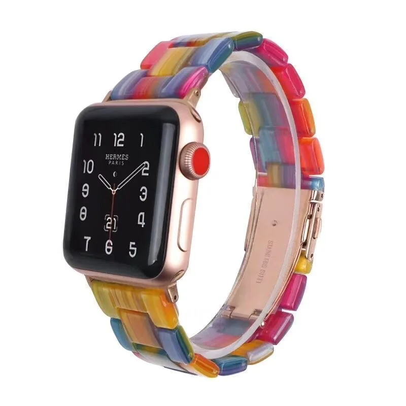 Resin Leopard Creative Watchband Strap For Apple and Huawei Watches Iwatch 38 40 41 42 44 45mm Huawei GT 22mm Men and Women