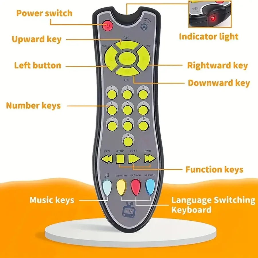 Muziek Mobiele Telefoon Speelgoed Baby Vroege Educatieve Speelgoed Simulatie Tv Afstandsbediening Elektrische Nummers Engels Leren Speelgoed
