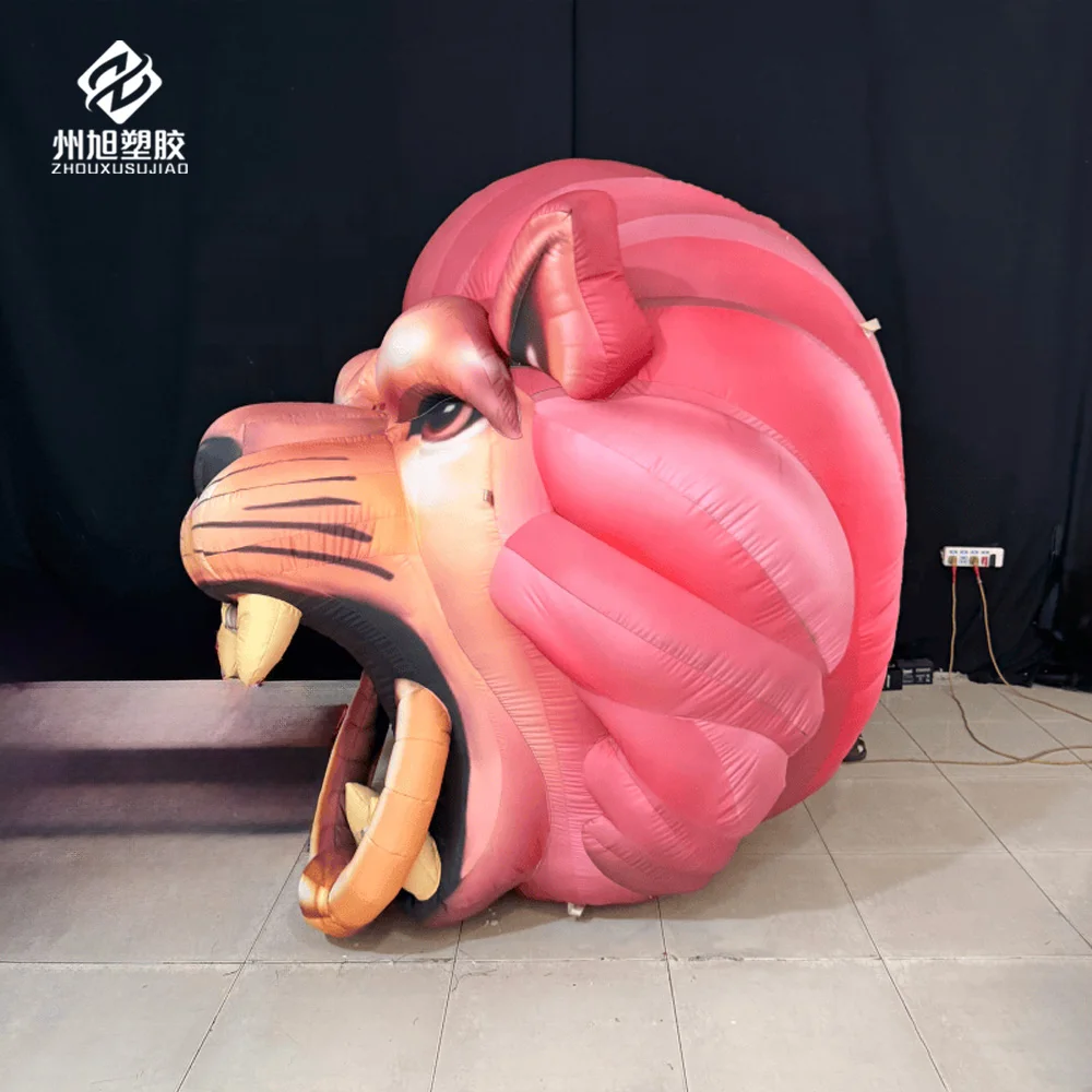 Hanging inflatable lion heads, custom inflatable animal heads, used for concerts, nightclubs, stage events decoration