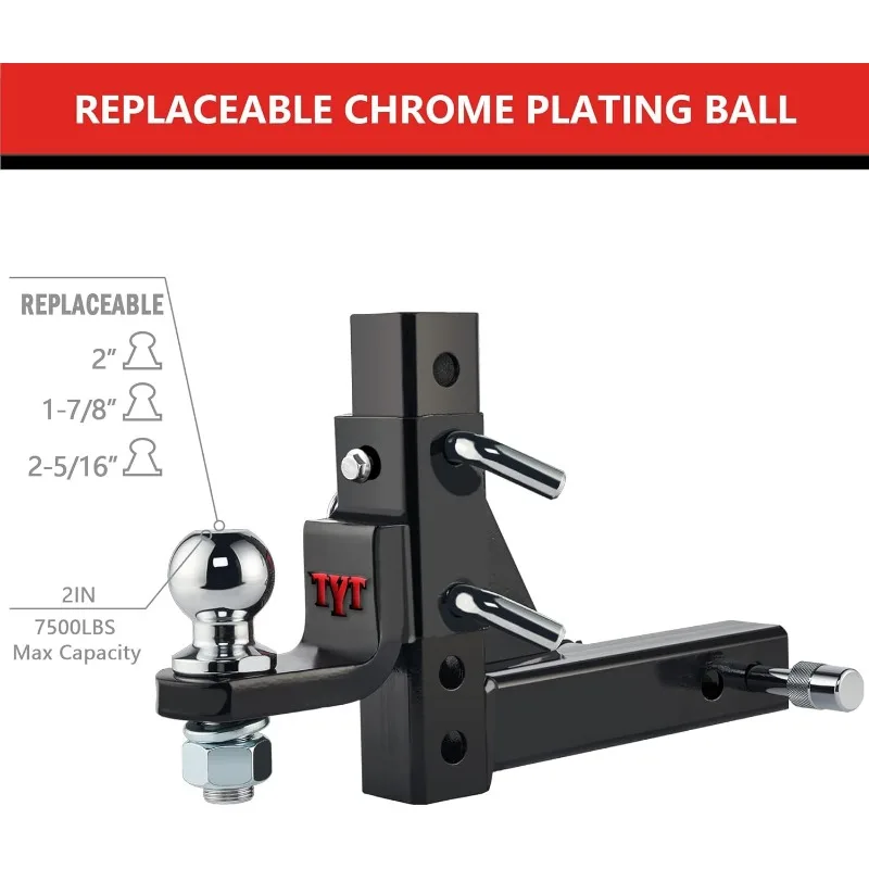 Adjustable Trailer Hitch Ball Mount, 2