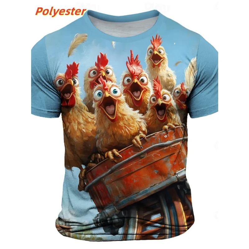 

3D Printed Cute Fun Chicken T-shirt For Men Cat Donkey Graphic Short-sleeved Tees Summer Fashion Round Neck Tops Street T Shirts