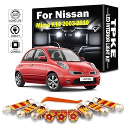 TPKE 10Pcs LED Interior Light Kit For Nissan Micra K12 2003 2004 2005 2006 2007 2008 2009 2010 Car Dome Map License Plate Bulb