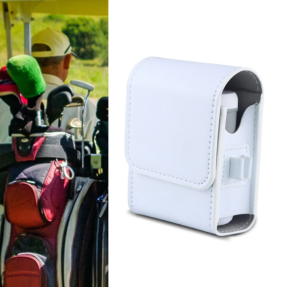 White PU Leather Waterproof For Golf Rangefinder Storage Bag With Double Buckle Carabiner Soft Lining Protective Case Accessorie
