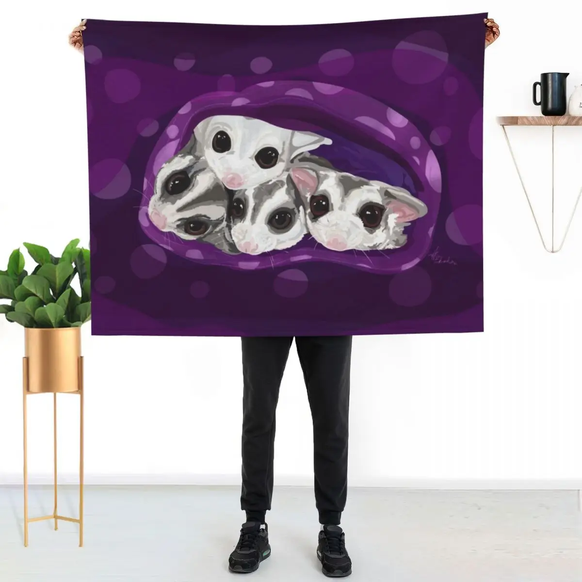 Adorable Sugar Glider Digital Artwork, Cuddle Gliders Throw Blanket Baby sofa bed Giant Sofa Cute Furrys Blankets