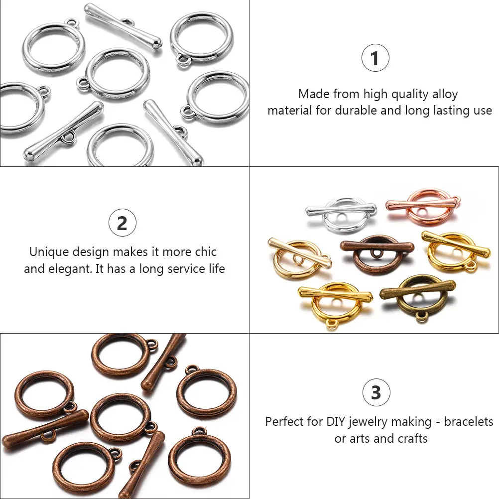 60Pcs Vintage Ot Toggle Clasps Durable Alloy Jewelry Making Supplies DIY Bracelet Necklace Keychain Accessories