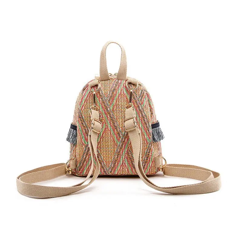 2021 Fashion New Straw Braided Ethnic Style Hand-woven Personalized Diagonal Backpack