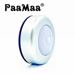 PaaMaa Motion Sensor LED Night Light Battery Powered Cabinet Round  Night Lamp Bedside Lights For Bedroom Home Closet Lighting