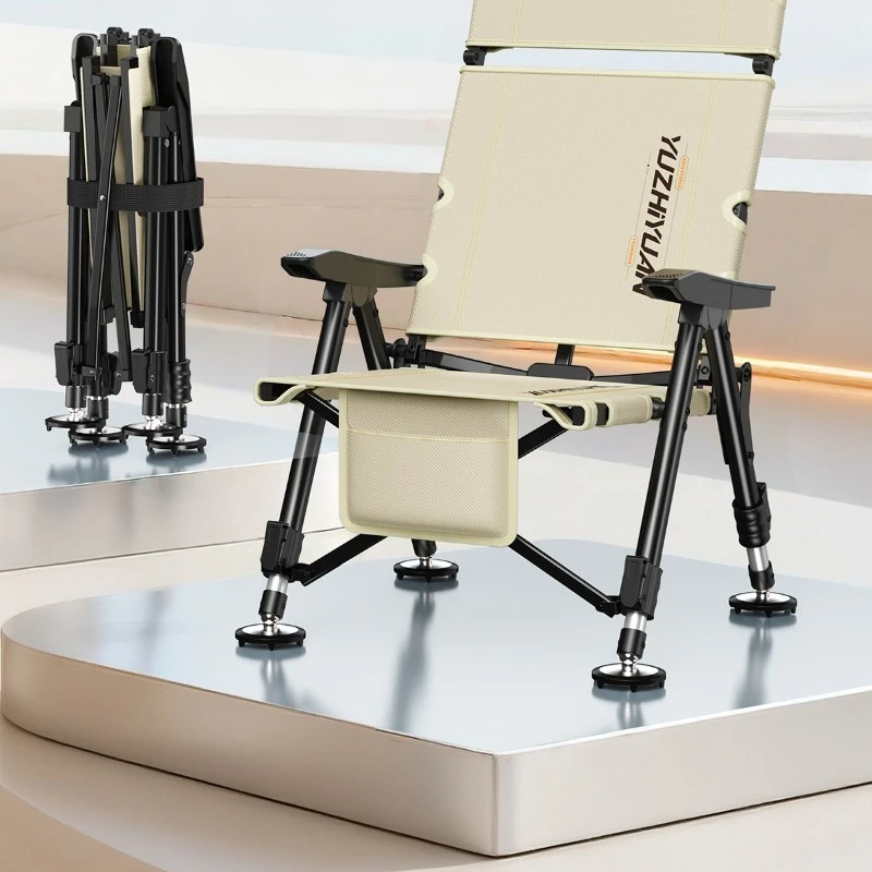 Leisure Foldable Height-adjustable Fishing Chairs Iron Alloy Portable Outdoor Chair Lightweight Widened Anti-slip Fishing Chairs